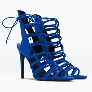 NEW Cobalt Blue Suede Lace Up Heels US 8 / UK 6
